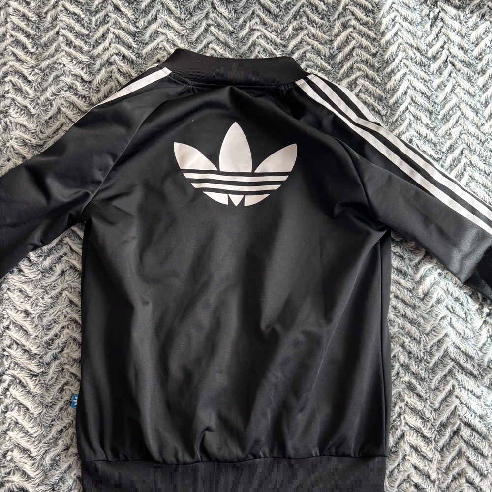 Adidas Black Track Jacket with White Stripes